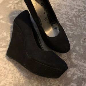 Black Suede wedges